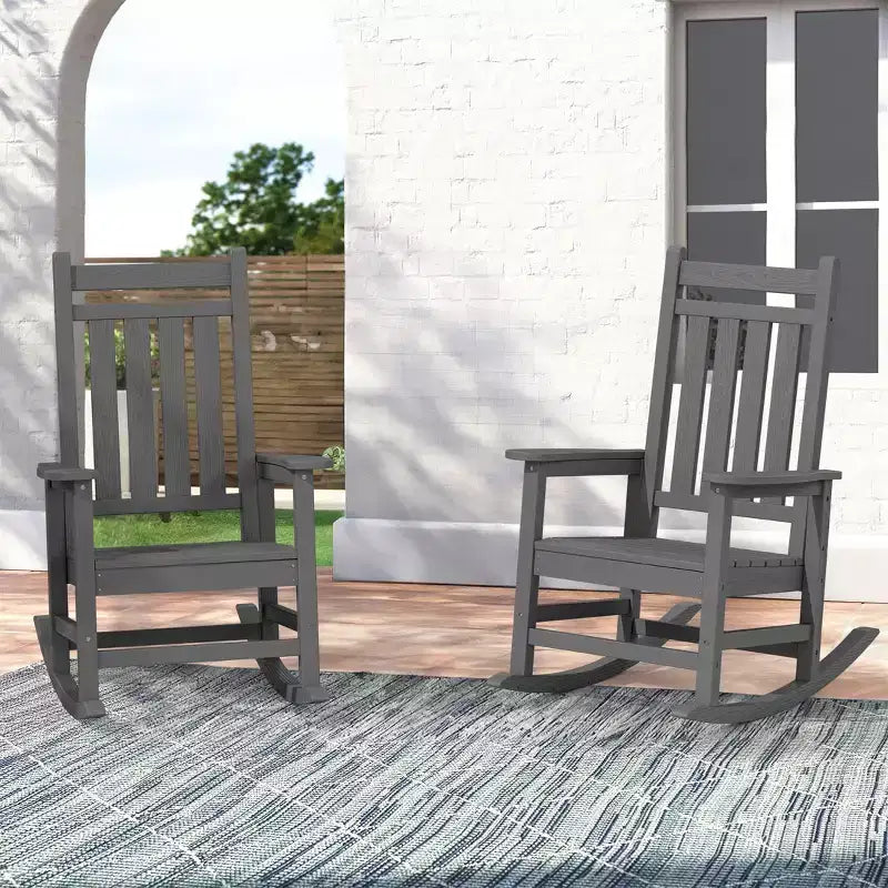 HYLEORY HDPE Modern Resin Rocking Adirondack Chair