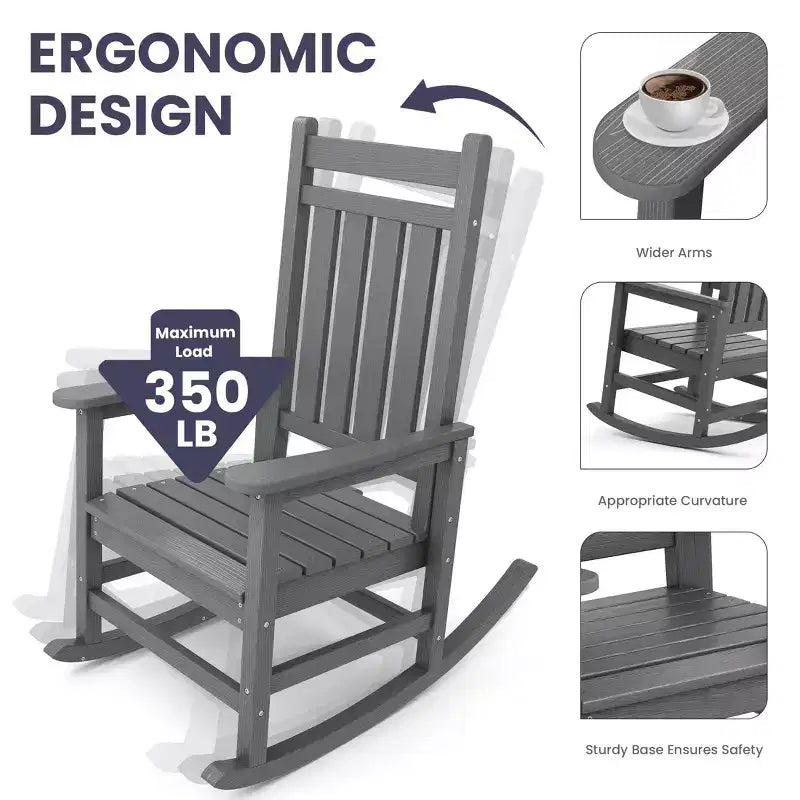 HYLEORY HDPE Modern Resin Rocking Adirondack Chair
