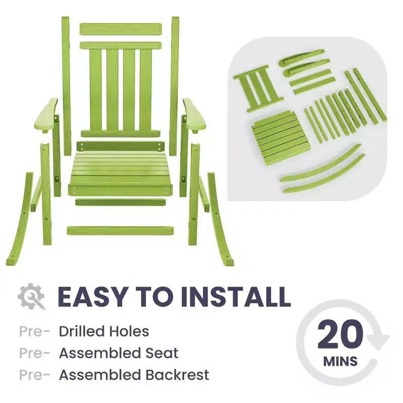 HYLEORY HDPE Modern Resin Rocking Adirondack Chair