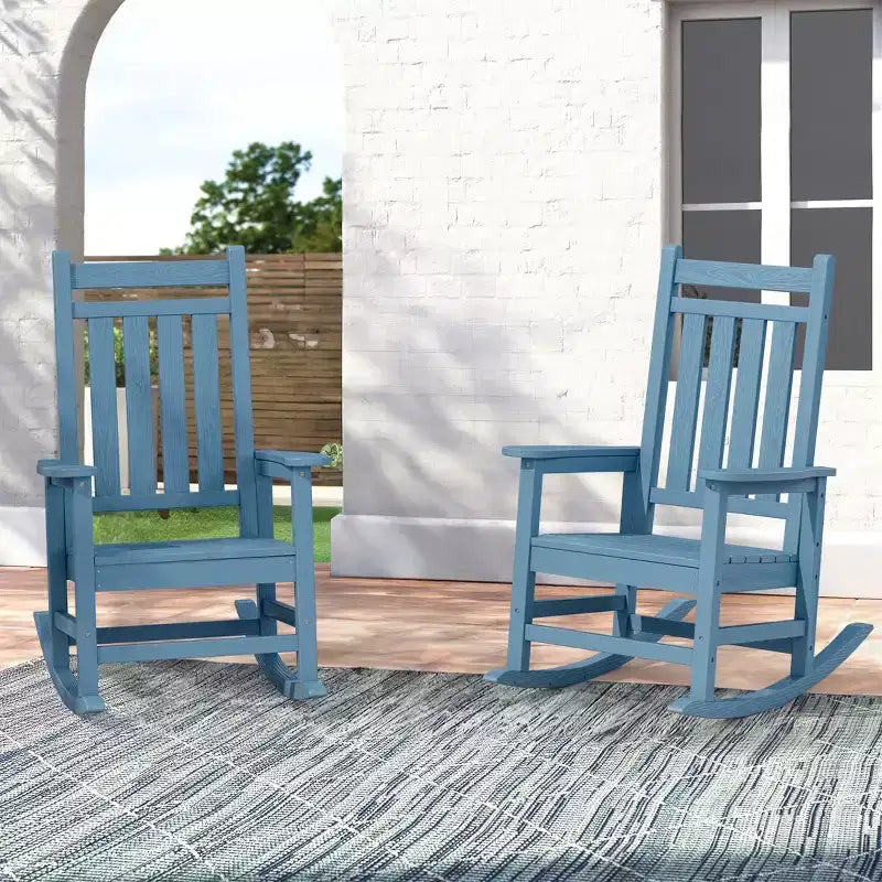 HYLEORY HDPE Modern Resin Rocking Adirondack Chair