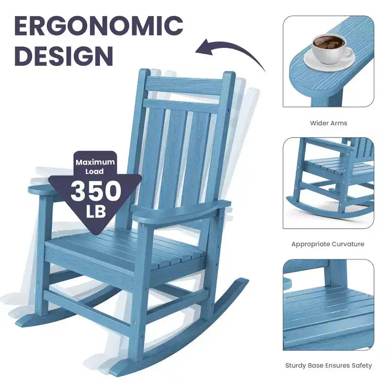 HYLEORY HDPE Modern Resin Rocking Adirondack Chair