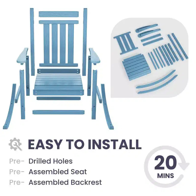 HYLEORY HDPE Modern Resin Rocking Adirondack Chair