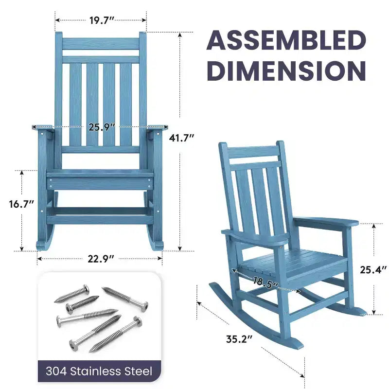 HYLEORY HDPE Modern Resin Rocking Adirondack Chair