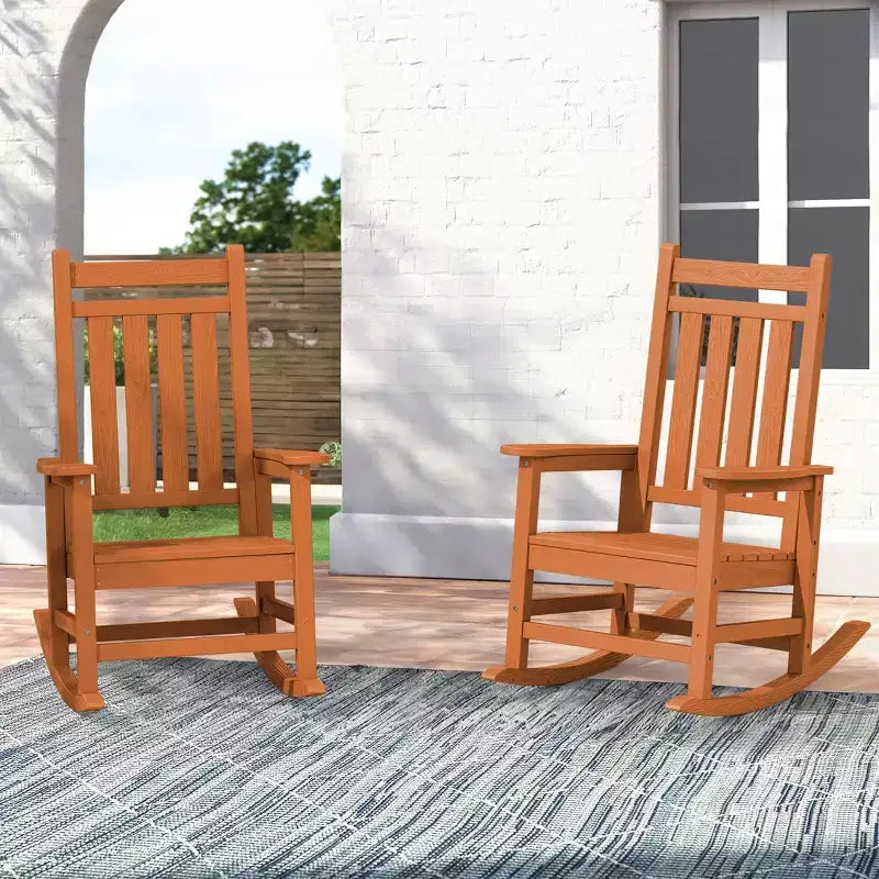 HYLEORY HDPE Modern Resin Rocking Adirondack Chair