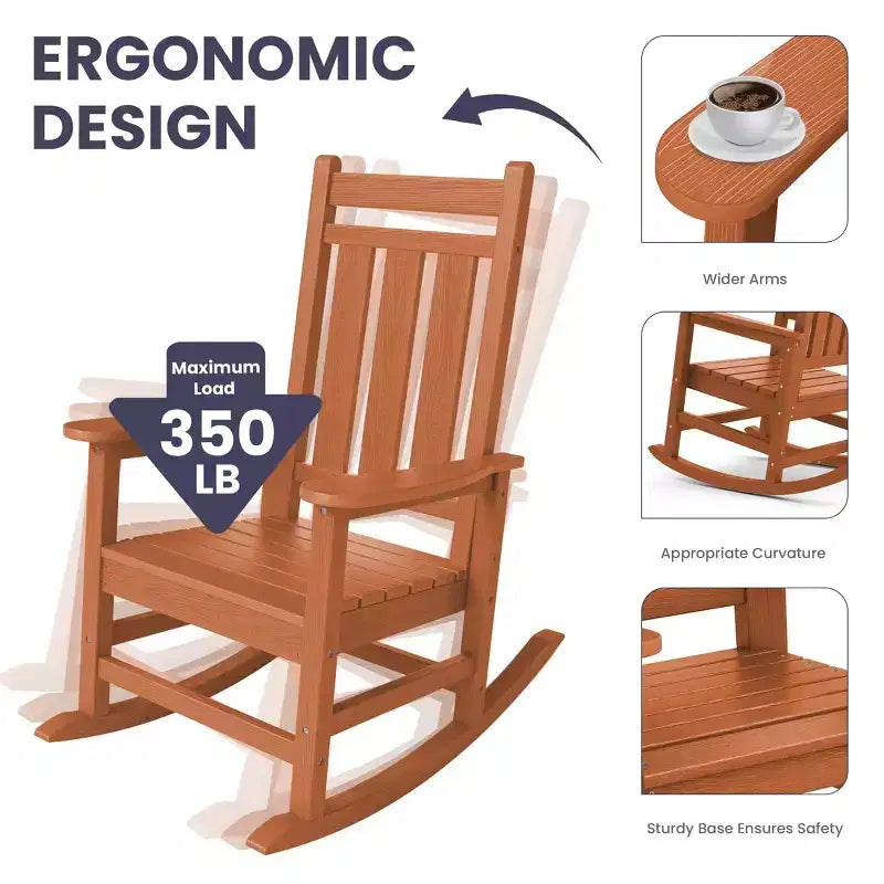 HYLEORY HDPE Modern Resin Rocking Adirondack Chair