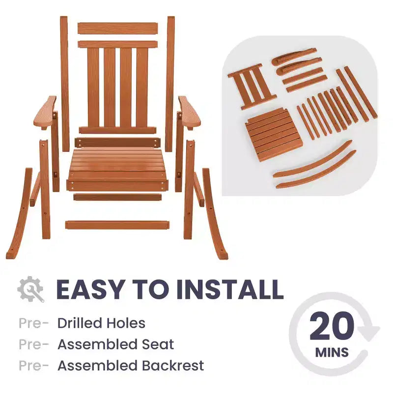 HYLEORY HDPE Modern Resin Rocking Adirondack Chair