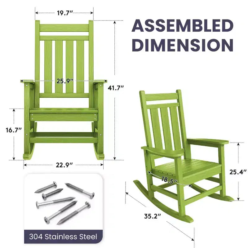 HYLEORY HDPE Modern Resin Rocking Adirondack Chair