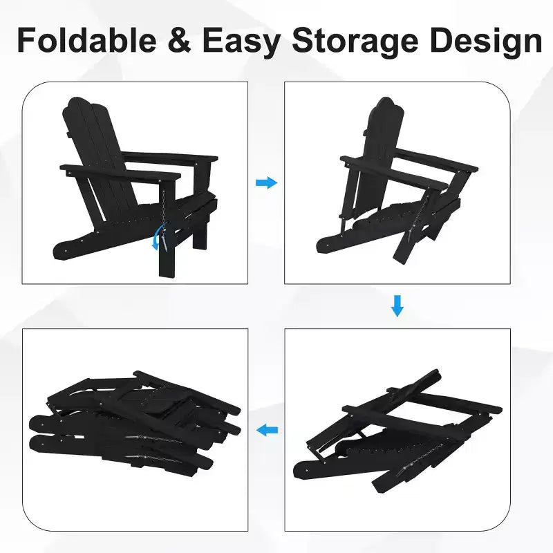 HYLEORY HDPE Outdoor Patio Chair, Folding Adirondack Chair