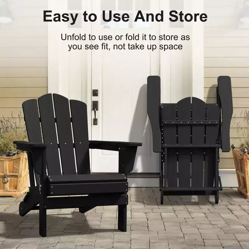 HYLEORY HDPE Outdoor Patio Chair, Folding Adirondack Chair