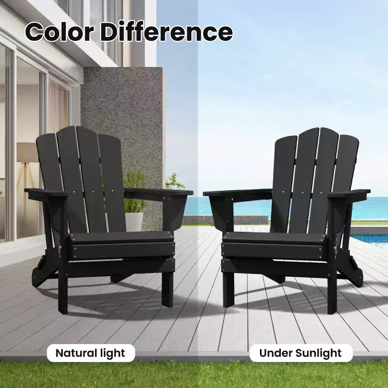 HYLEORY HDPE Outdoor Patio Chair, Folding Adirondack Chair