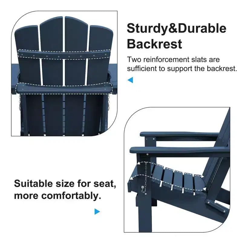 HYLEORY HDPE Outdoor Patio Chair, Folding Adirondack Chair