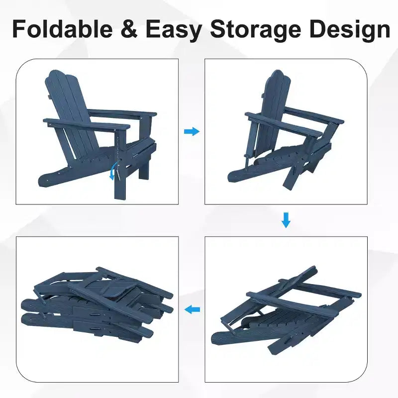 HYLEORY HDPE Outdoor Patio Chair, Folding Adirondack Chair