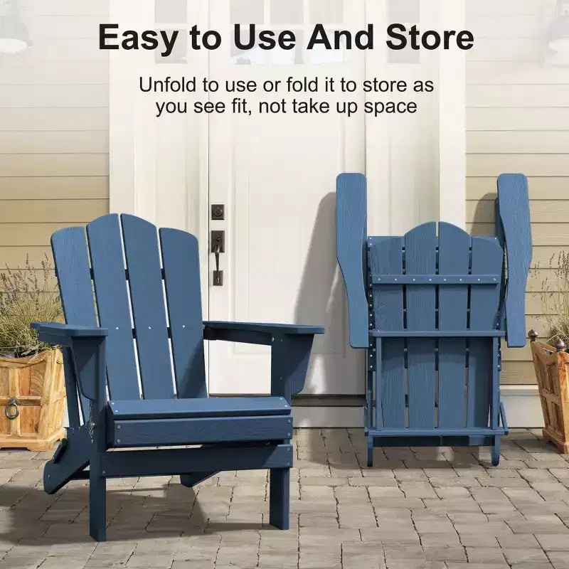HYLEORY HDPE Outdoor Patio Chair, Folding Adirondack Chair