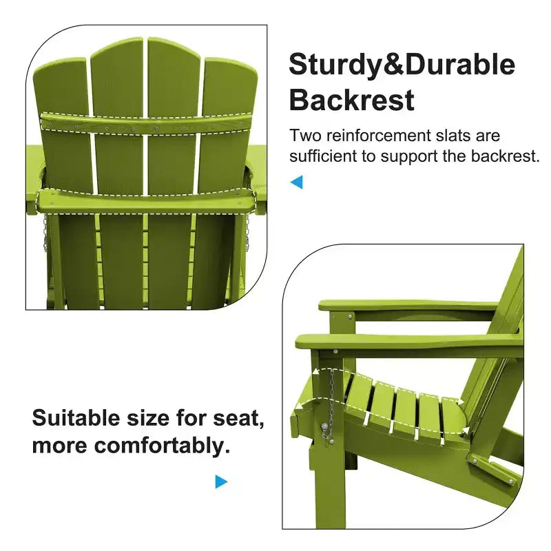 HYLEORY HDPE Outdoor Patio Chair, Folding Adirondack Chair