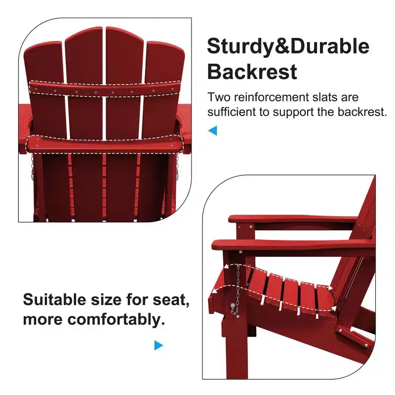 HYLEORY HDPE Outdoor Patio Chair, Folding Adirondack Chair