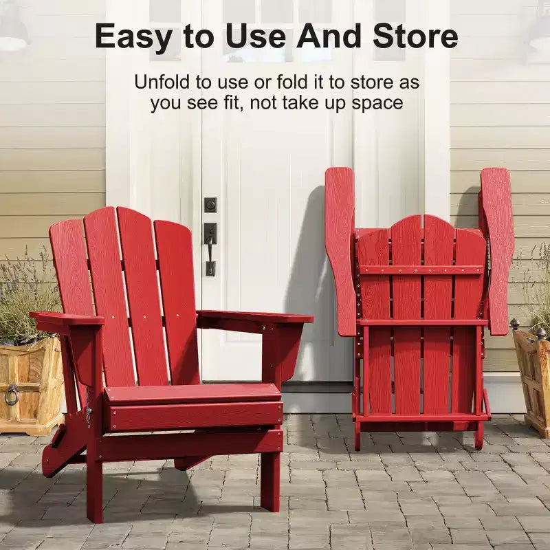 HYLEORY HDPE Outdoor Patio Chair, Folding Adirondack Chair