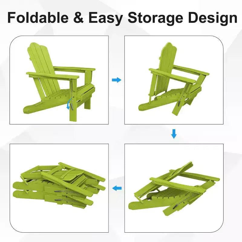 HYLEORY HDPE Outdoor Patio Chair, Folding Adirondack Chair