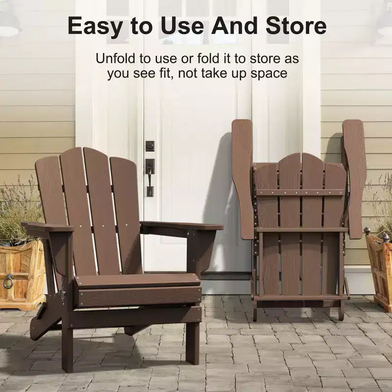 HYLEORY HDPE Outdoor Patio Chair, Folding Adirondack Chair