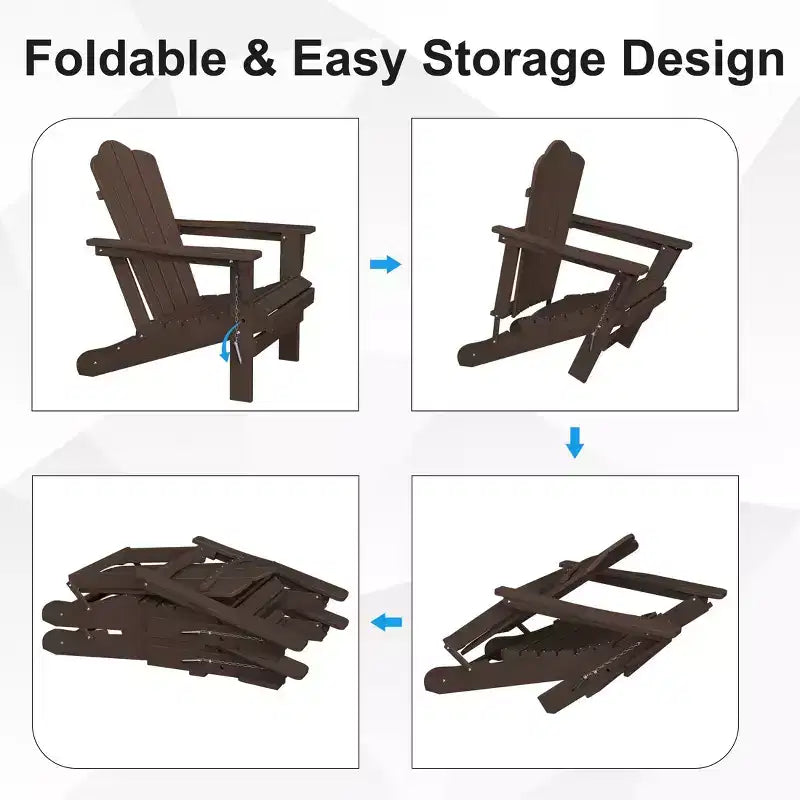 HYLEORY HDPE Outdoor Patio Chair, Folding Adirondack Chair