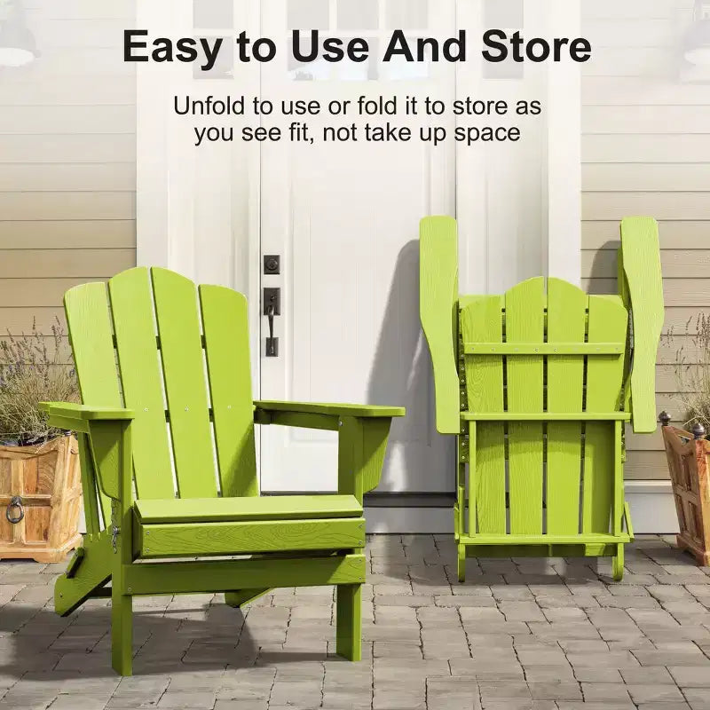 HYLEORY HDPE Outdoor Patio Chair, Folding Adirondack Chair