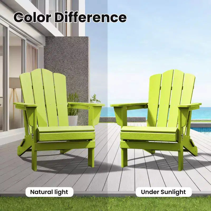 HYLEORY HDPE Outdoor Patio Chair, Folding Adirondack Chair