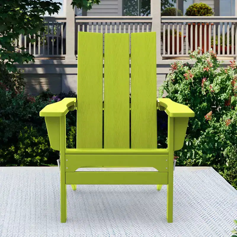 Hyleory HDPE Outdoor Folding Adirondack Chair, 103 degrees Curved Backrest