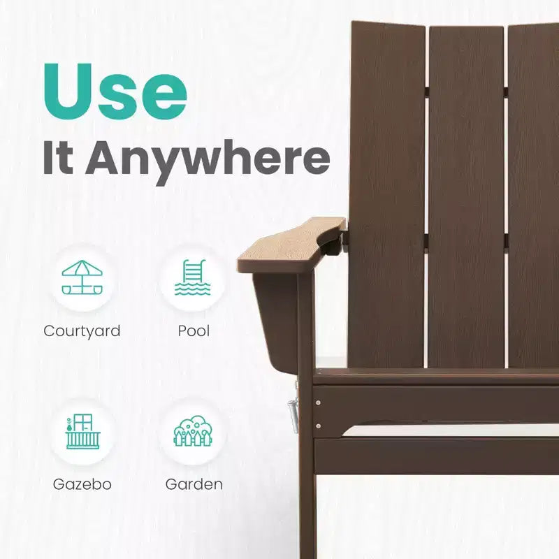 Hyleory HDPE Outdoor Folding Adirondack Chair, 103 degrees Curved Backrest