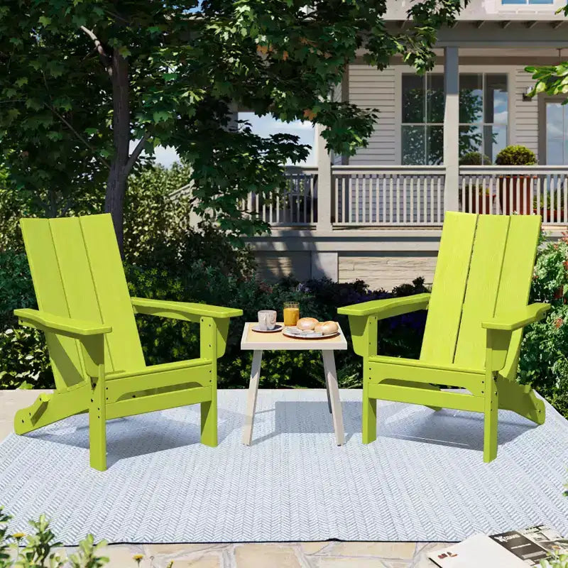 Hyleory HDPE Outdoor Folding Adirondack Chair, 103 degrees Curved Backrest