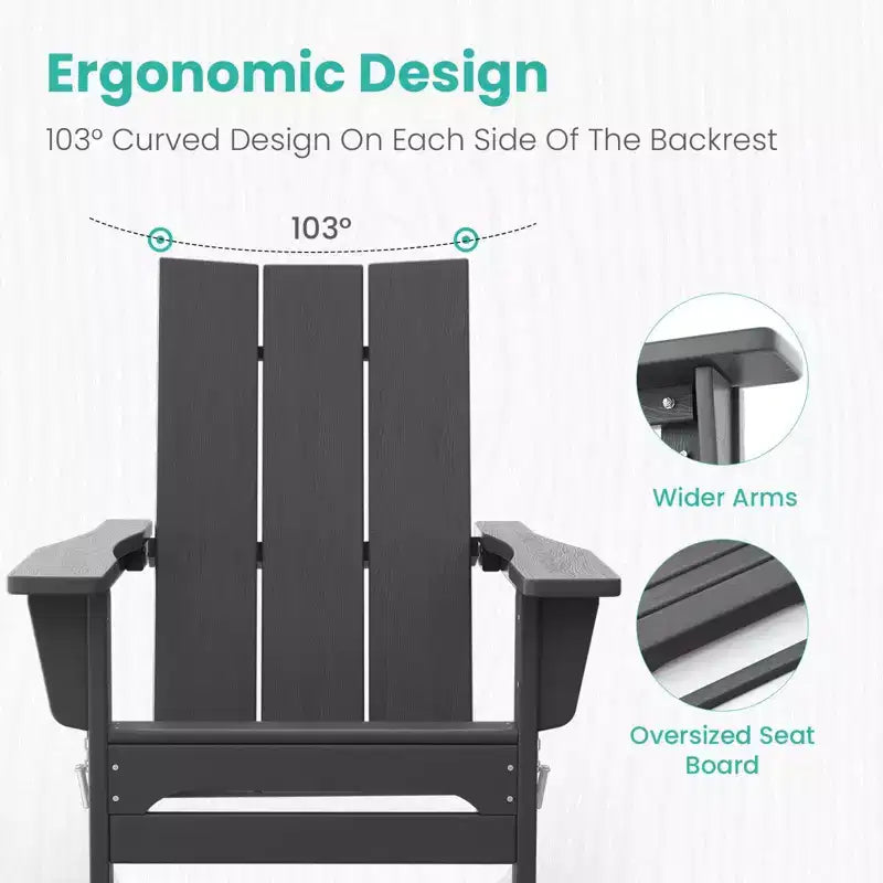 Hyleory HDPE Outdoor Folding Adirondack Chair, 103 degrees Curved Backrest