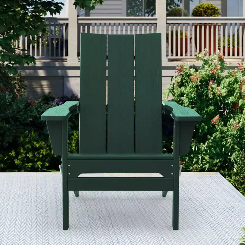 Hyleory HDPE Outdoor Folding Adirondack Chair, 103 degrees Curved Backrest