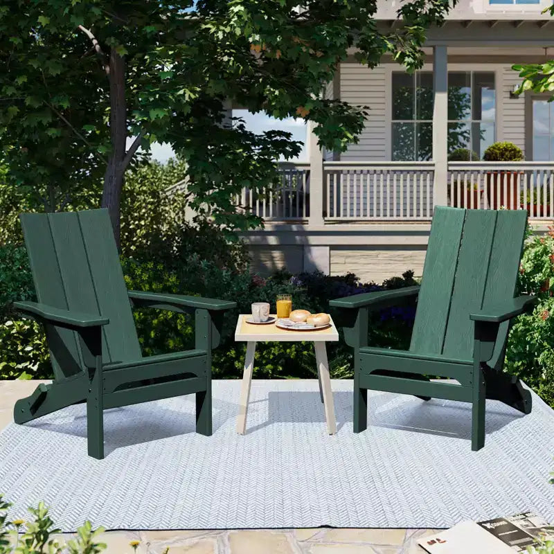Hyleory HDPE Outdoor Folding Adirondack Chair, 103 degrees Curved Backrest