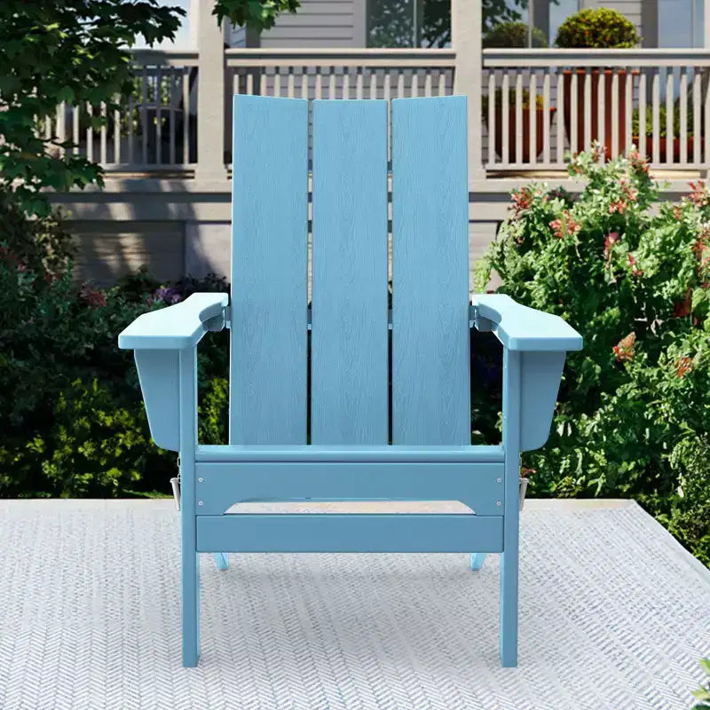 Hyleory HDPE Outdoor Folding Adirondack Chair, 103 degrees Curved Backrest