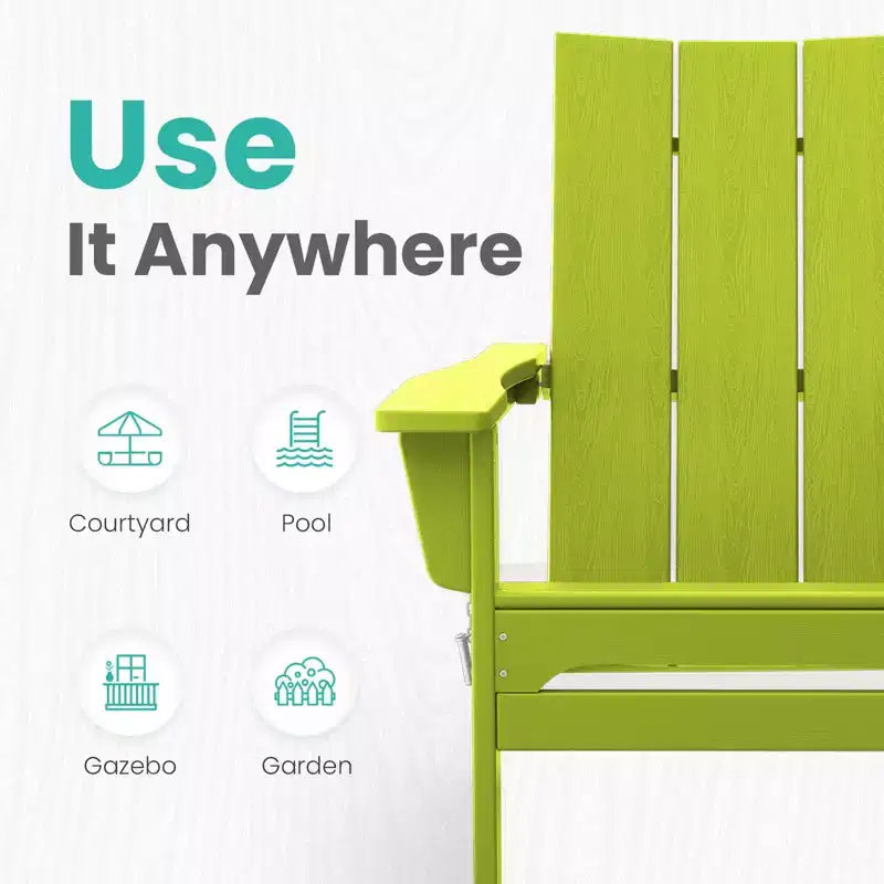 Hyleory HDPE Outdoor Folding Adirondack Chair, 103 degrees Curved Backrest