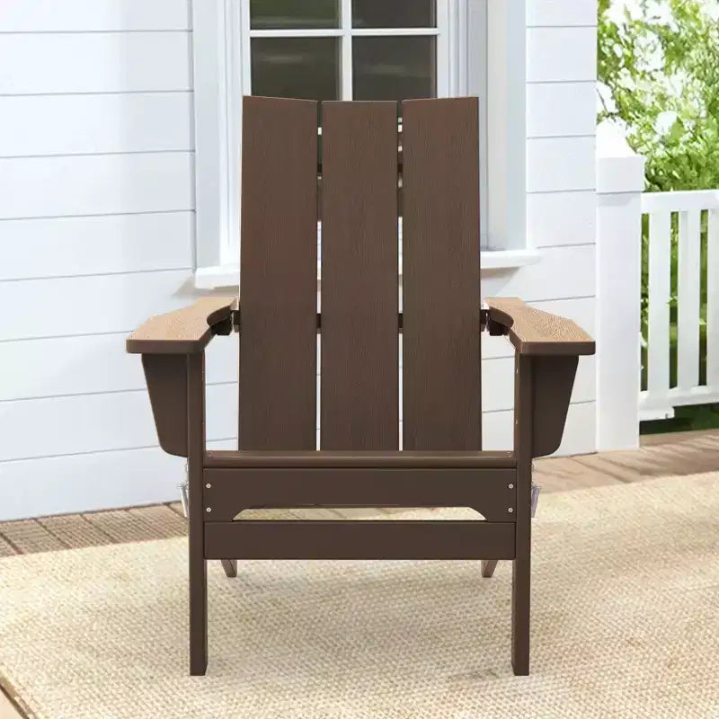 Hyleory HDPE Outdoor Folding Adirondack Chair, 103 degrees Curved Backrest