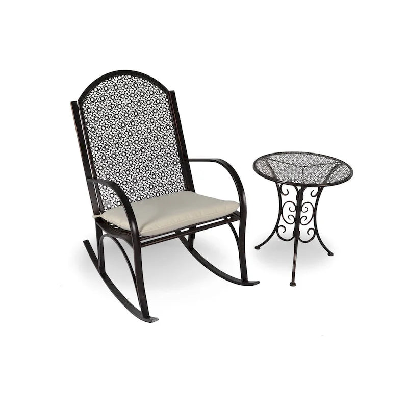 Garden Oiled Copper Metal Rocking Chair Set (2-Piece)