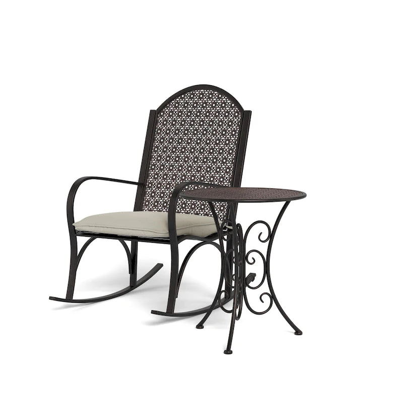 Ensemble de chaises à bascule de jardin en cuivre huilé (2 pièces)