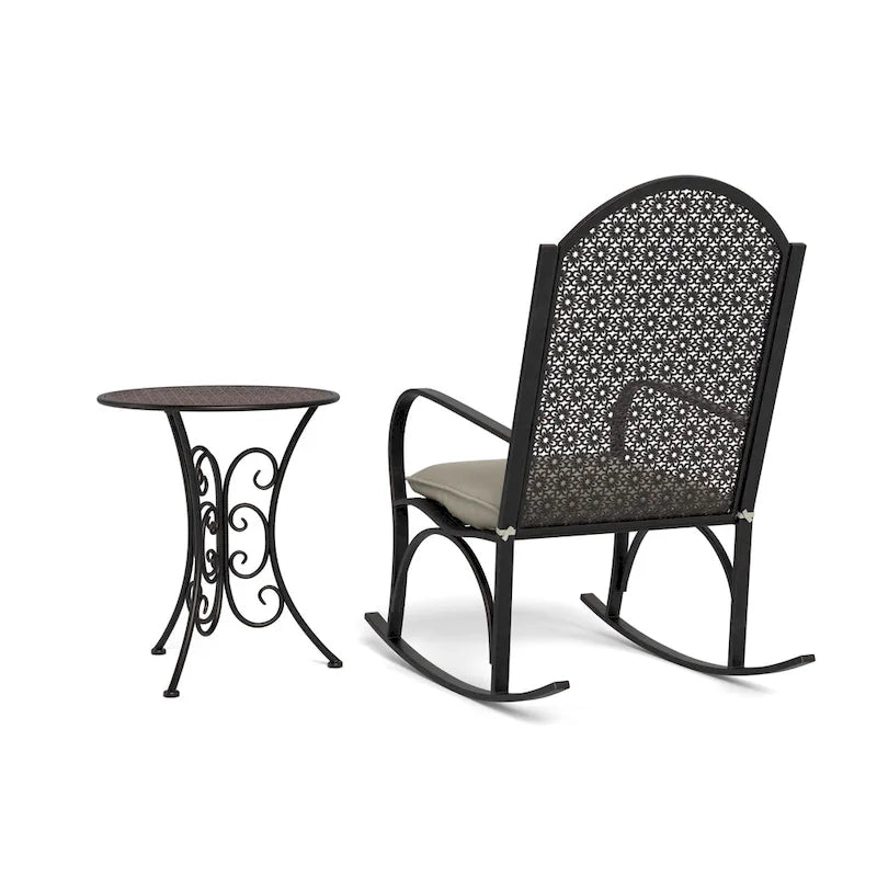 Ensemble de chaises à bascule de jardin en cuivre huilé (2 pièces)
