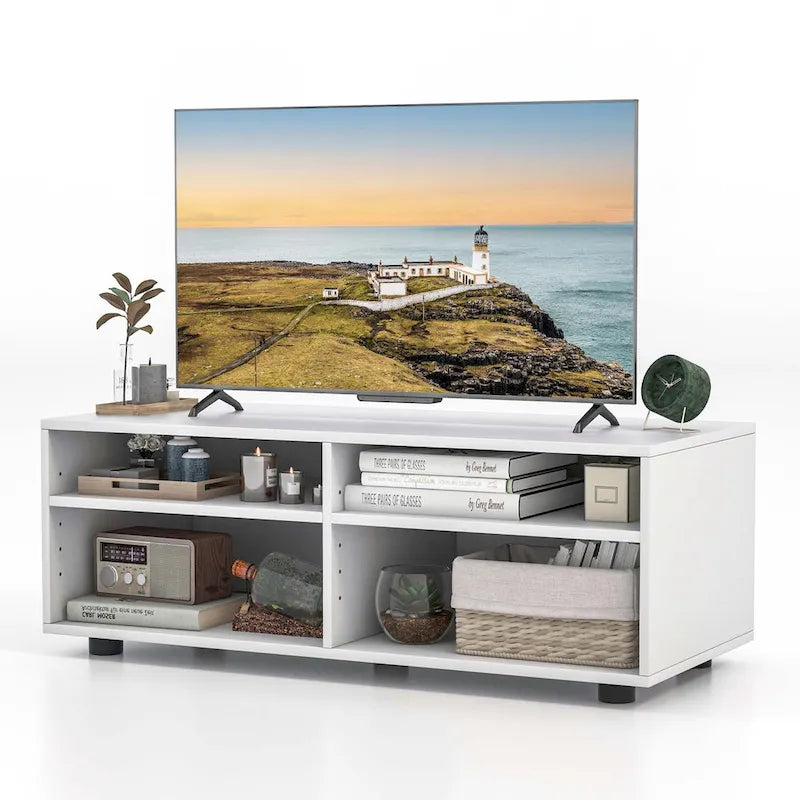 Meuble TV 4 casiers avec étagères réglables Meuble de divertissement