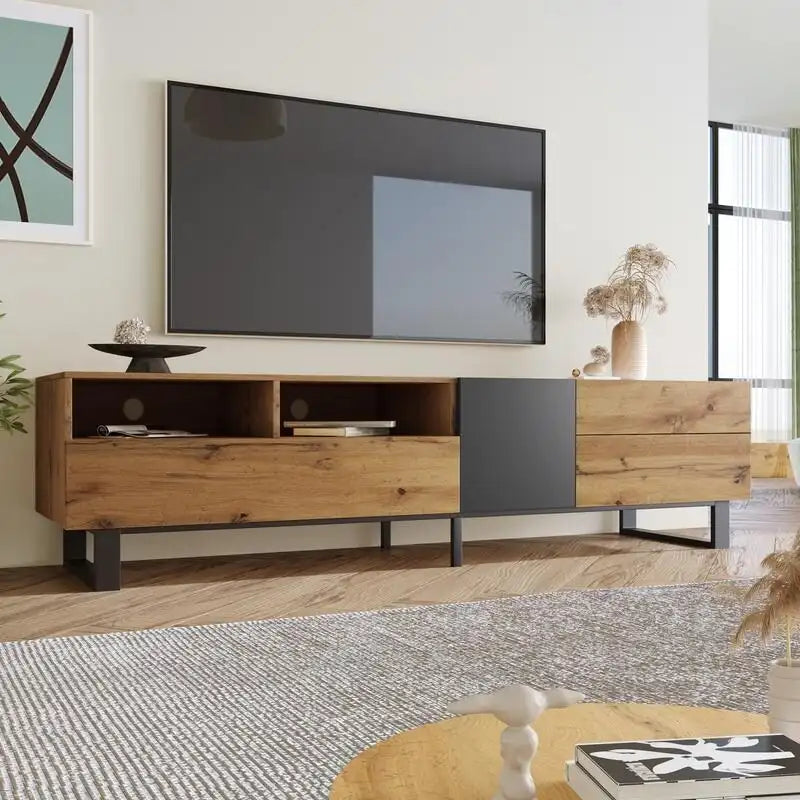 Meuble TV console média moderne pour téléviseur 80 pouces