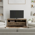 Meuble TV/multimédia contemporain WYNDENHALL Rowan en BOIS MASSIF, largeur 50 po, brun fumé, pour téléviseurs jusqu'à 55 po - 16p x 50l x 20h