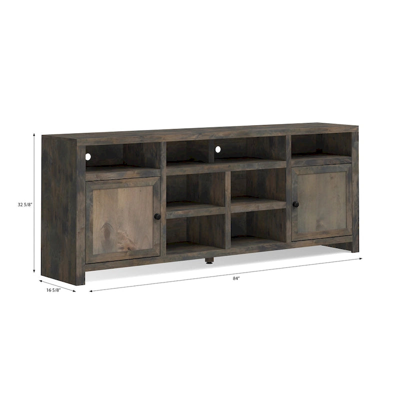 Meuble TV Bridgevine Home Joshua Creek de 213 cm pour téléviseurs jusqu'à 241 cm, aucun assemblage requis, finition bois de grange