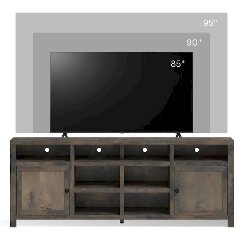 Meuble TV Bridgevine Home Joshua Creek de 213 cm pour téléviseurs jusqu'à 241 cm, aucun assemblage requis, finition bois de grange