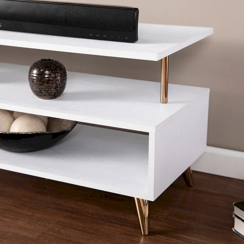 Meuble TV bas SEI Furniture blanc pour téléviseurs jusqu'à 41 po