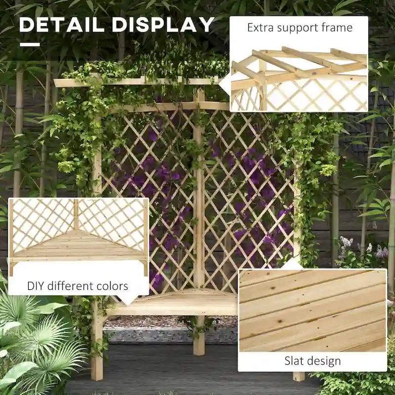 Outsunny Bancs de Jardin 55, Bancs de Parc en Bois d'Extérieur avec Assise à Lattes, Banc d'Entrée avec Dossier en Grille