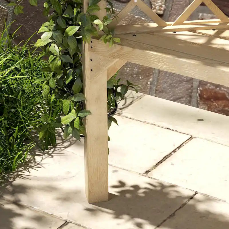 Outsunny Bancs de Jardin 55, Bancs de Parc en Bois d'Extérieur avec Assise à Lattes, Banc d'Entrée avec Dossier en Grille