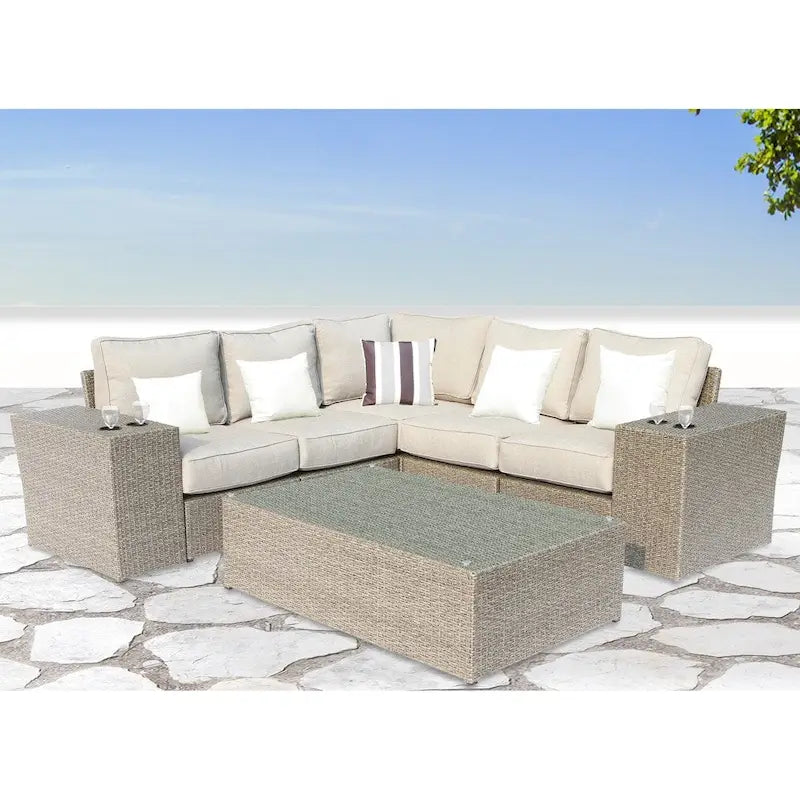 Chelsea Grey Wicker 8-piece Patio Sectional Sofa Set by Living Source International