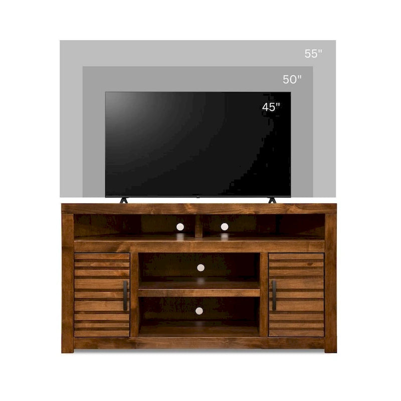 Meuble TV d'angle Bridgevine Home 52 pouces pour téléviseurs jusqu'à 55 pouces, aucun assemblage requis, finition Whiskey