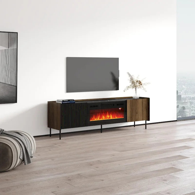 Meuble TV avec cheminée Brandy 180 BL-EF