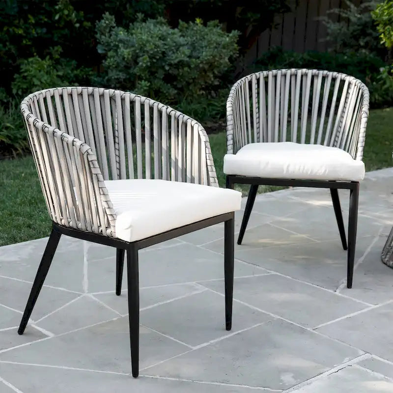 SEI Furniture Millie All-Weather black Metal Gray Wicker Patio Chairs with Cushions and Deep Seating (Set of 2)