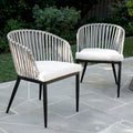 SEI Furniture Millie All-Weather black Metal Gray Wicker Patio Chairs with Cushions and Deep Seating (Set of 2)